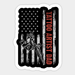 Tattoo Artist Dad American Flag Father's Day 4th Of July Gift Sticker